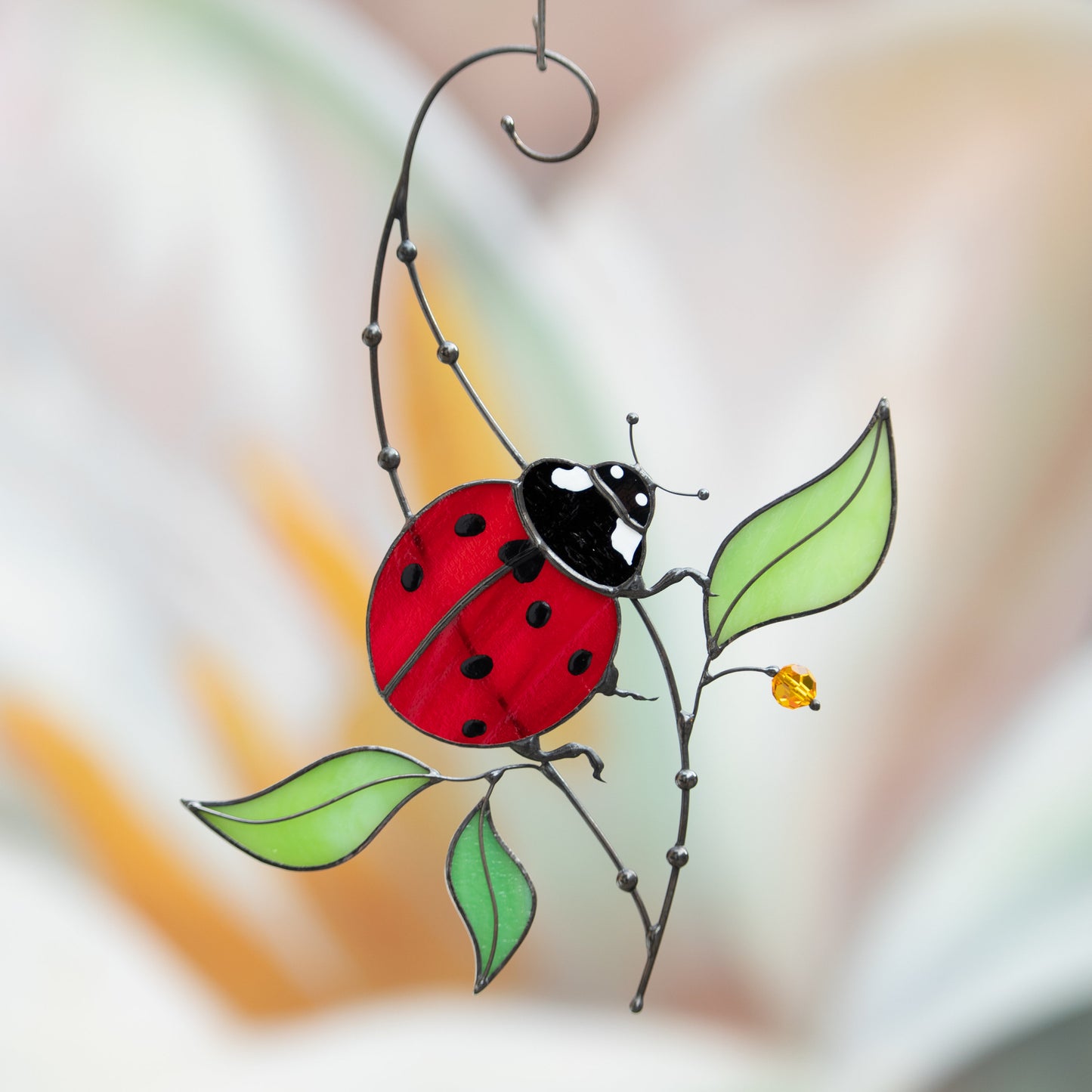 Ladybug gifts stained glass window hangings Mom gift Custom stained glass miraculous ladybug Wall art ladybug - Image 12