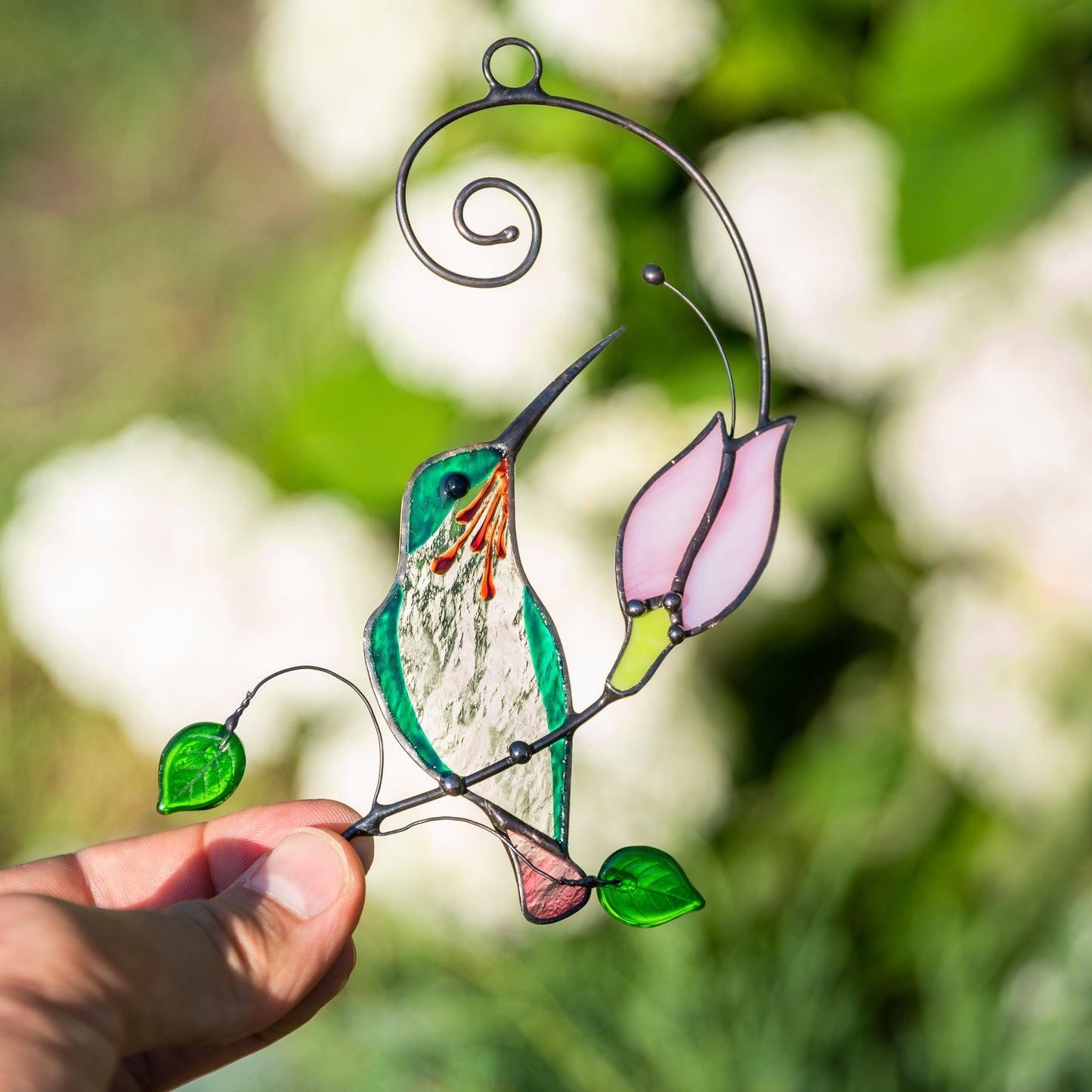 Hummingbird stained glass window hangings Garden decor Custom stained glass bird suncatcher - Image 12