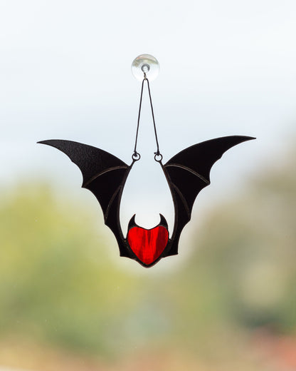 Valentine stained glass heart suncatcher Halloween gift goth home decor Stained glass bat honeymoon gifts Halloween decor - Image 4
