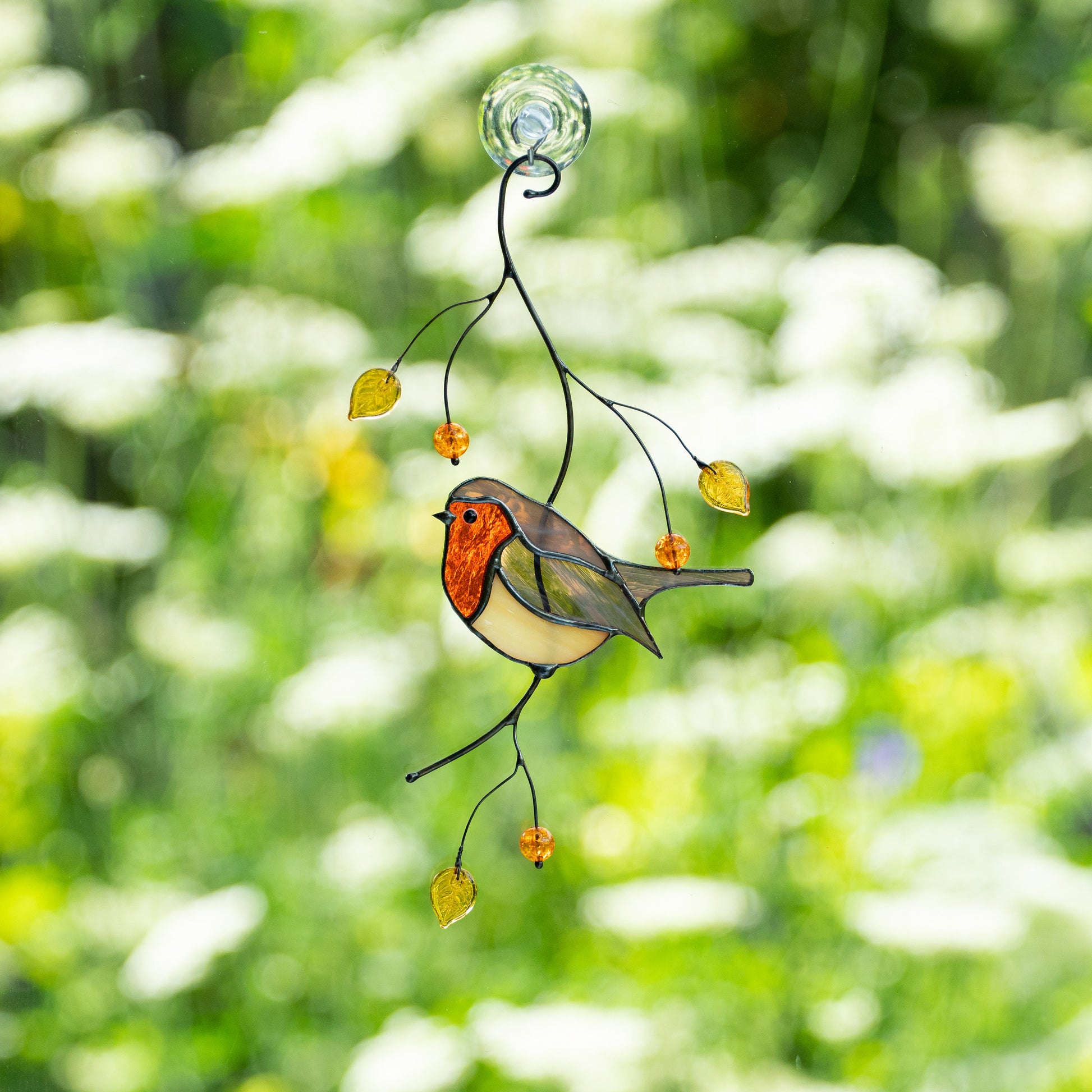 Robin bird stained glass window hangings House warming gifts new home Stained glass bird suncatcher - Image 8