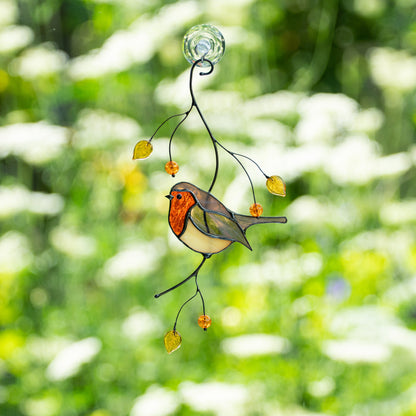 Robin bird stained glass window hangings House warming gifts new home Stained glass bird suncatcher - Image 8