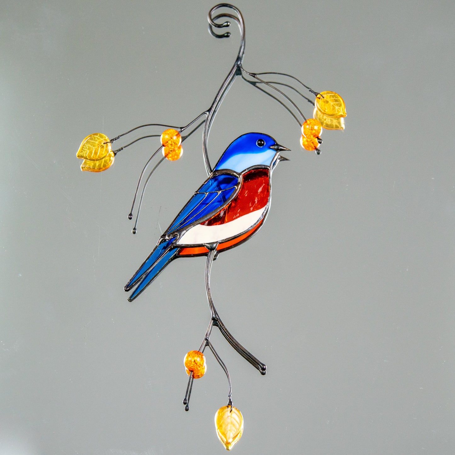 Bluebird stained glass bird suncatcher Daughter in law gift Bird love gifts stained glass window hangings Patio decor - Image 15