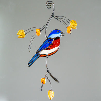Bluebird stained glass bird suncatcher Daughter in law gift Bird love gifts stained glass window hangings Patio decor - Image 15