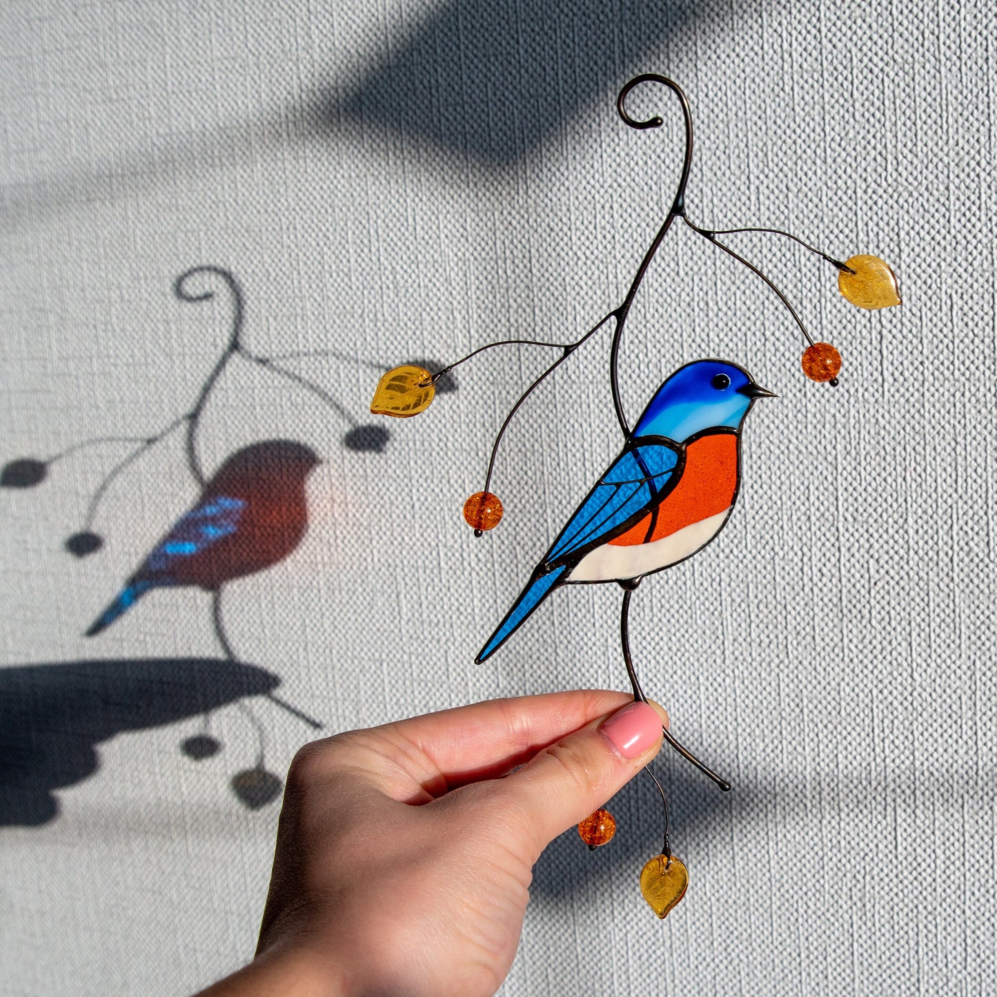 Bluebird stained glass suncatcher Mother in law gifts Bird wall art stained glass window hangings New home gift Garden decoration - Image 18