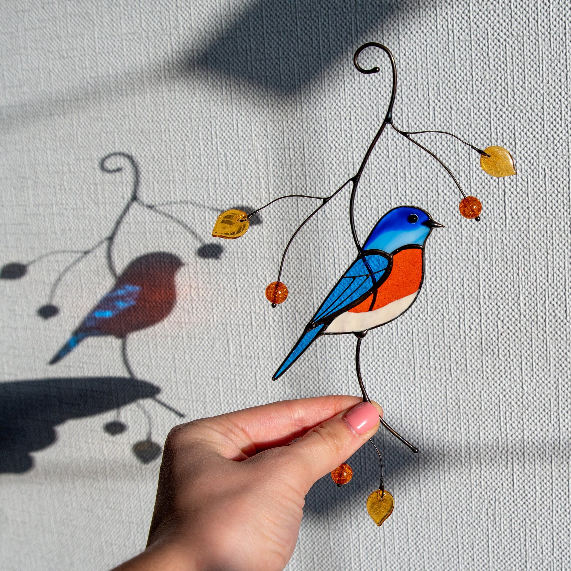 Bluebird stained glass suncatcher Mother in law gifts Bird wall art stained glass window hangings New home gift Garden decoration - Image 18