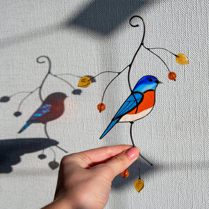 Bluebird stained glass suncatcher Mother in law gifts Bird wall art stained glass window hangings New home gift Garden decoration - Image 18