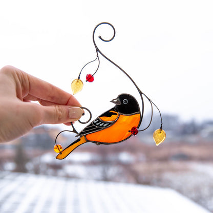 Baltimore stained glass window hangings Best dad gift Stained glass bird suncatcher Grandma ornament Patio decor - Image 9