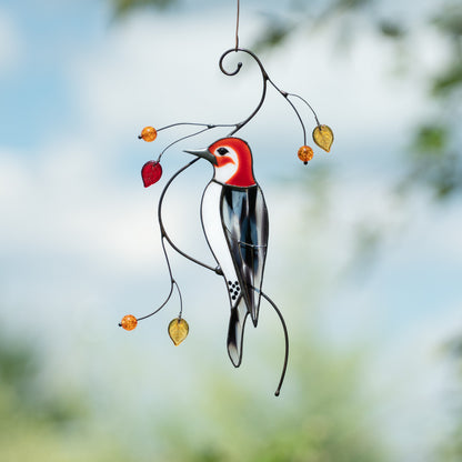 Woodpecker stained glass suncatcher New homeowner gift backyard decor - Image 16