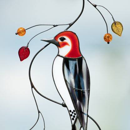 Woodpecker stained glass suncatcher New homeowner gift backyard decor - Image 5