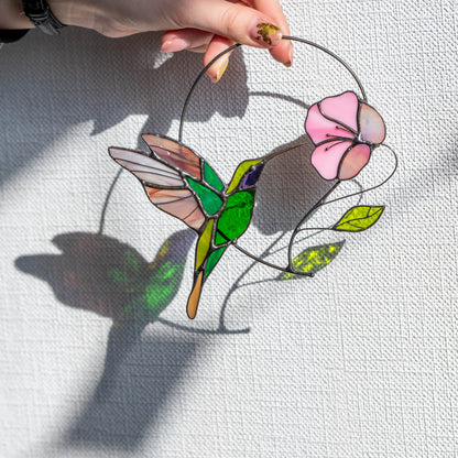 Hummingbird suncatcher Godmother gifts Hummingbird stained glass window hangings Fairy garden accessories Daughter in law gift - Image 8