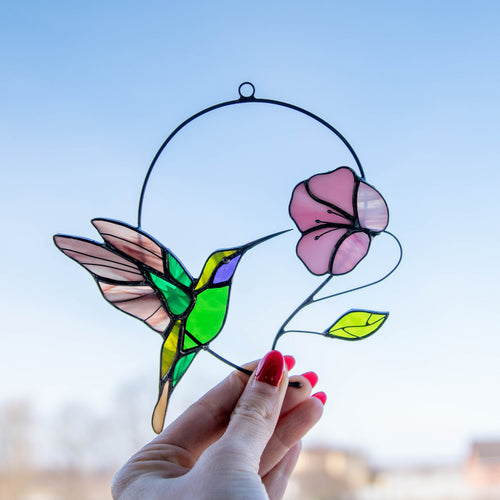 Hummingbird suncatcher Godmother gifts Hummingbird stained glass window hangings Fairy garden accessories Daughter in law gift - Image 11