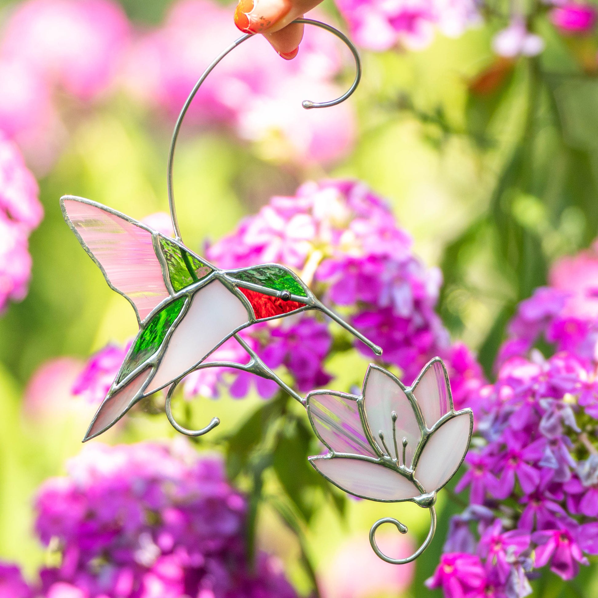Hummingbird stained glass window hangings Best gift for mom Custom stained glass hummingbird suncatcher Bird stained glass window - Image 11