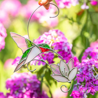 Hummingbird stained glass window hangings Best gift for mom Custom stained glass hummingbird suncatcher Bird stained glass window - Image 11