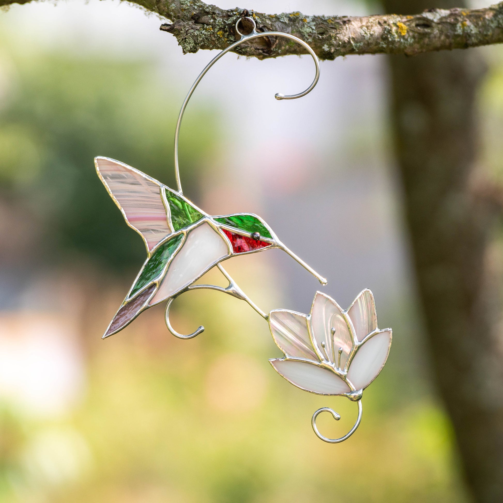 Hummingbird stained glass window hangings Best gift for mom Custom stained glass hummingbird suncatcher Bird stained glass window - Image 9