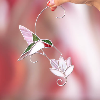 Hummingbird stained glass window hangings Best gift for mom Custom stained glass hummingbird suncatcher Bird stained glass window - Image 13