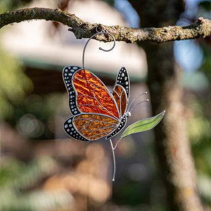 Butterfly stained glass window hanging Grandma gift Custom stained glass butterfly artwork Monarch butterfly wall art Custom suncatcher - Image 13