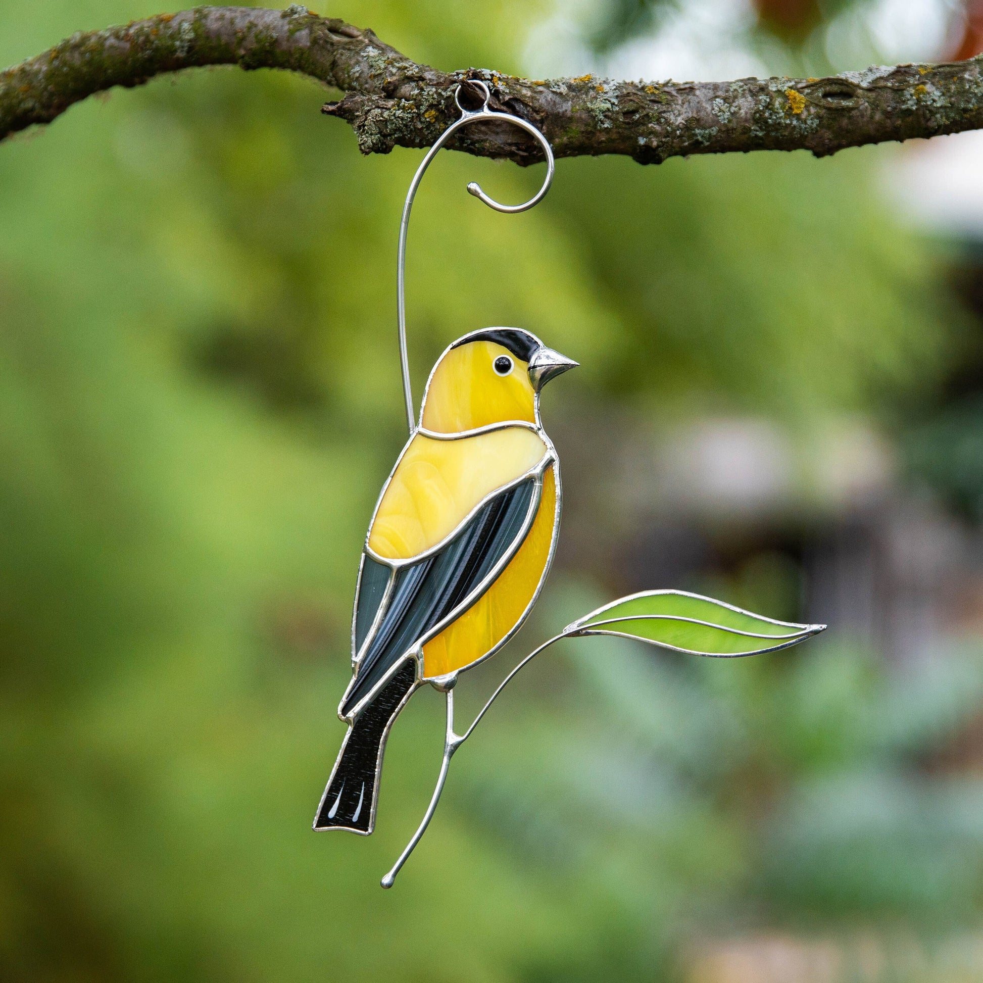 Goldfinch stained glass window hangings Bird lover gifts Custom stained glass bird art - Image 5