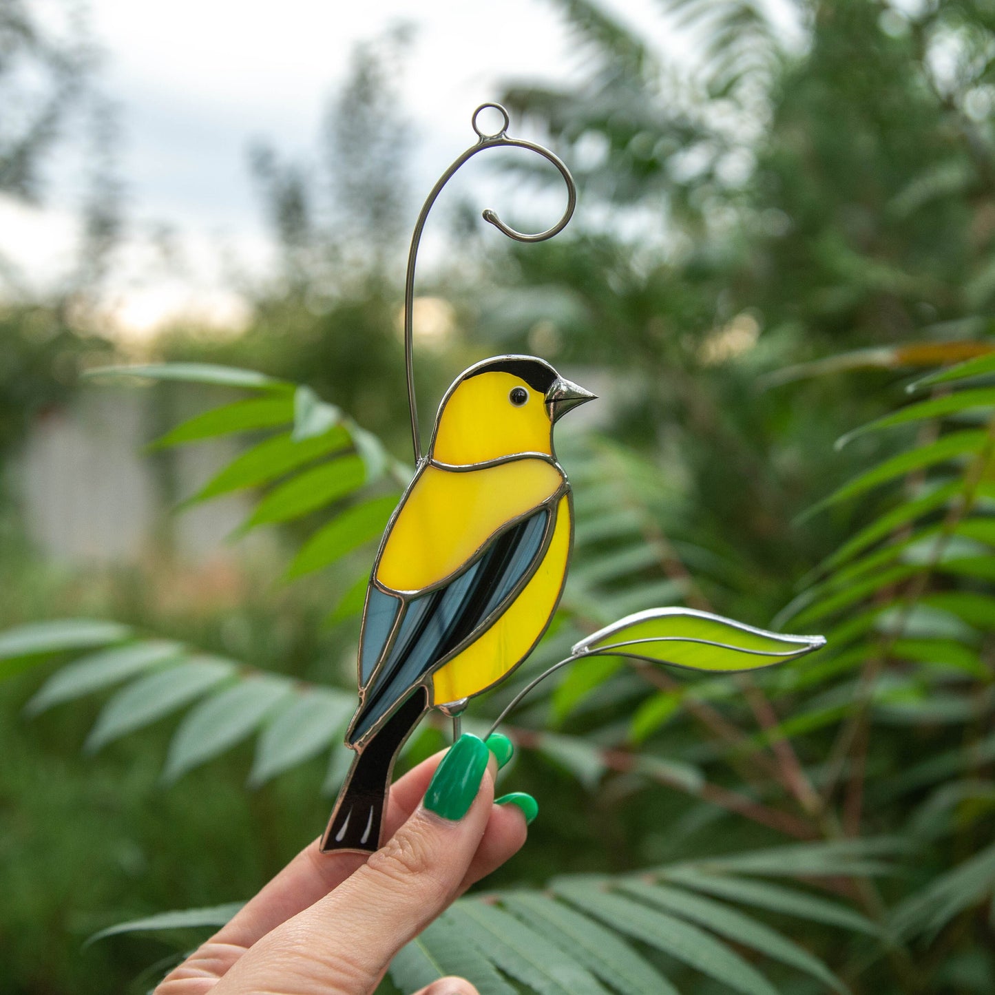 Goldfinch stained glass window hangings Bird lover gifts Custom stained glass bird art - Image 12
