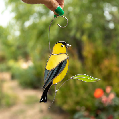Goldfinch stained glass window hangings Bird lover gifts Custom stained glass bird art - Image 11