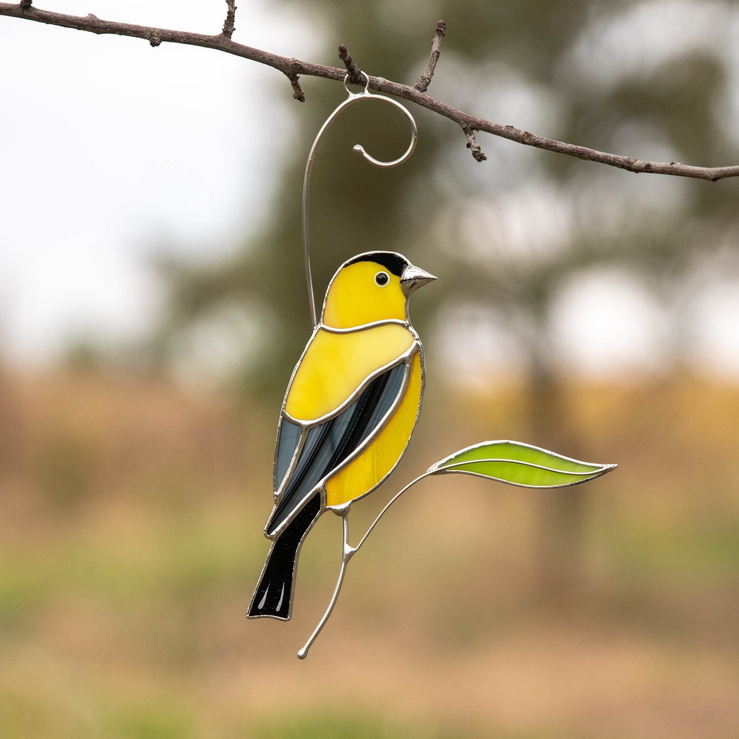 Goldfinch stained glass window hangings Bird lover gifts Custom stained glass bird art - Image 9