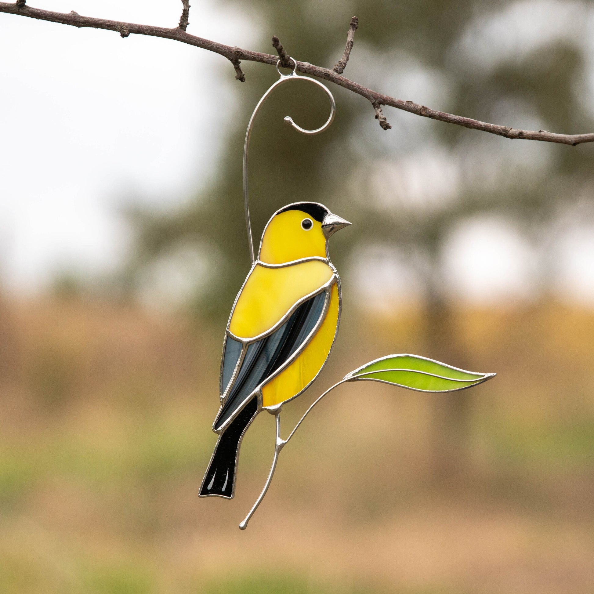 Goldfinch stained glass window hangings Bird lover gifts Custom stained glass bird art - Image 9