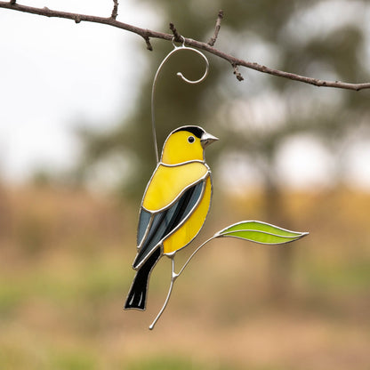 Goldfinch stained glass window hangings Bird lover gifts Custom stained glass bird art - Image 9