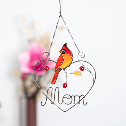 Cardinal stained glass window hangings Personalized unique gift for mom Stained glass bird suncatcher Cardinal memorial gift - Image 13