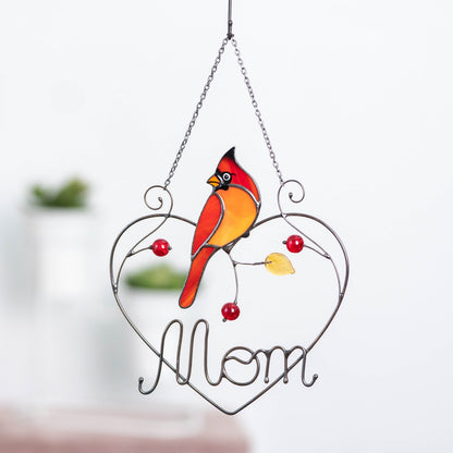 Cardinal stained glass window hangings Personalized unique gift for mom Stained glass bird suncatcher Cardinal memorial gift - Image 10