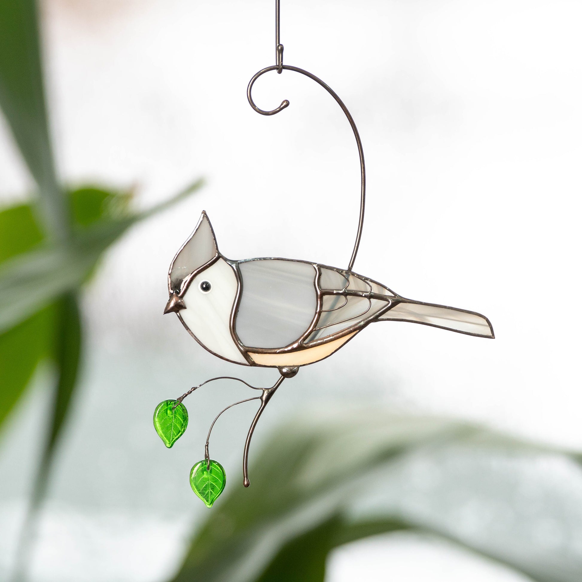 Tufted titmouse stained glass window hangings House warming gifts new home Stained glass bird suncatcher - Image 8