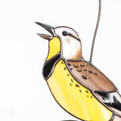 Western meadowlark stained glass suncatcher House warming gifts new home Bird stained glass window hangings - Image 10