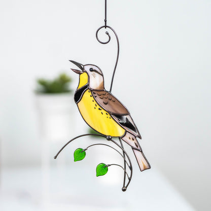 Western meadowlark stained glass suncatcher House warming gifts new home Bird stained glass window hangings - Image 11