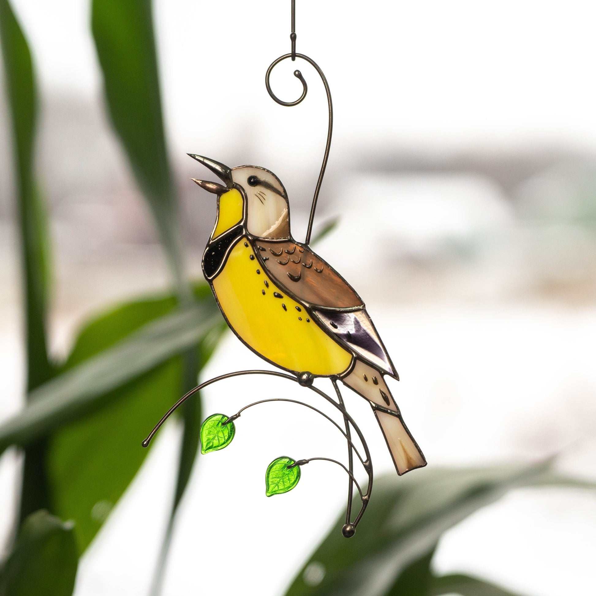 Western meadowlark stained glass suncatcher House warming gifts new home Bird stained glass window hangings - Image 6