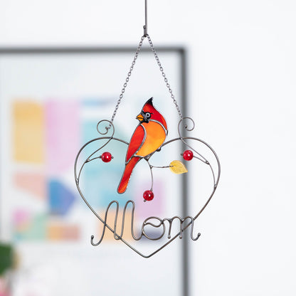 Cardinal stained glass window hangings Personalized unique gift for mom Stained glass bird suncatcher Cardinal memorial gift - Image 15