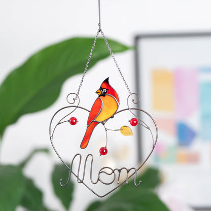 Cardinal stained glass window hangings Personalized unique gift for mom Stained glass bird suncatcher Cardinal memorial gift - Image 7