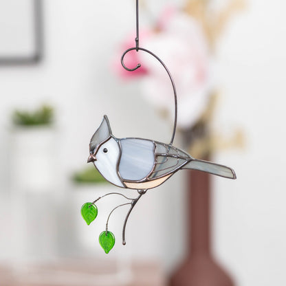 Tufted titmouse stained glass window hangings House warming gifts new home Stained glass bird suncatcher - Image 7
