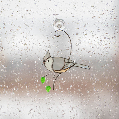 Tufted titmouse stained glass window hangings House warming gifts new home Stained glass bird suncatcher - Image 9