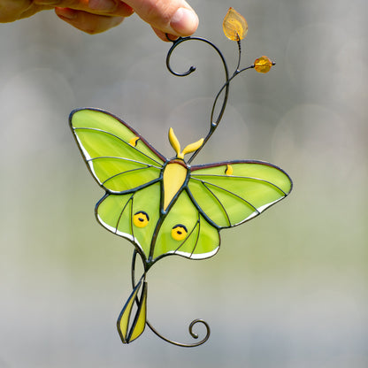 Luna moth stained glass window hangings Best gift for mom Custom stained glass butterfly suncatcher - Image 7