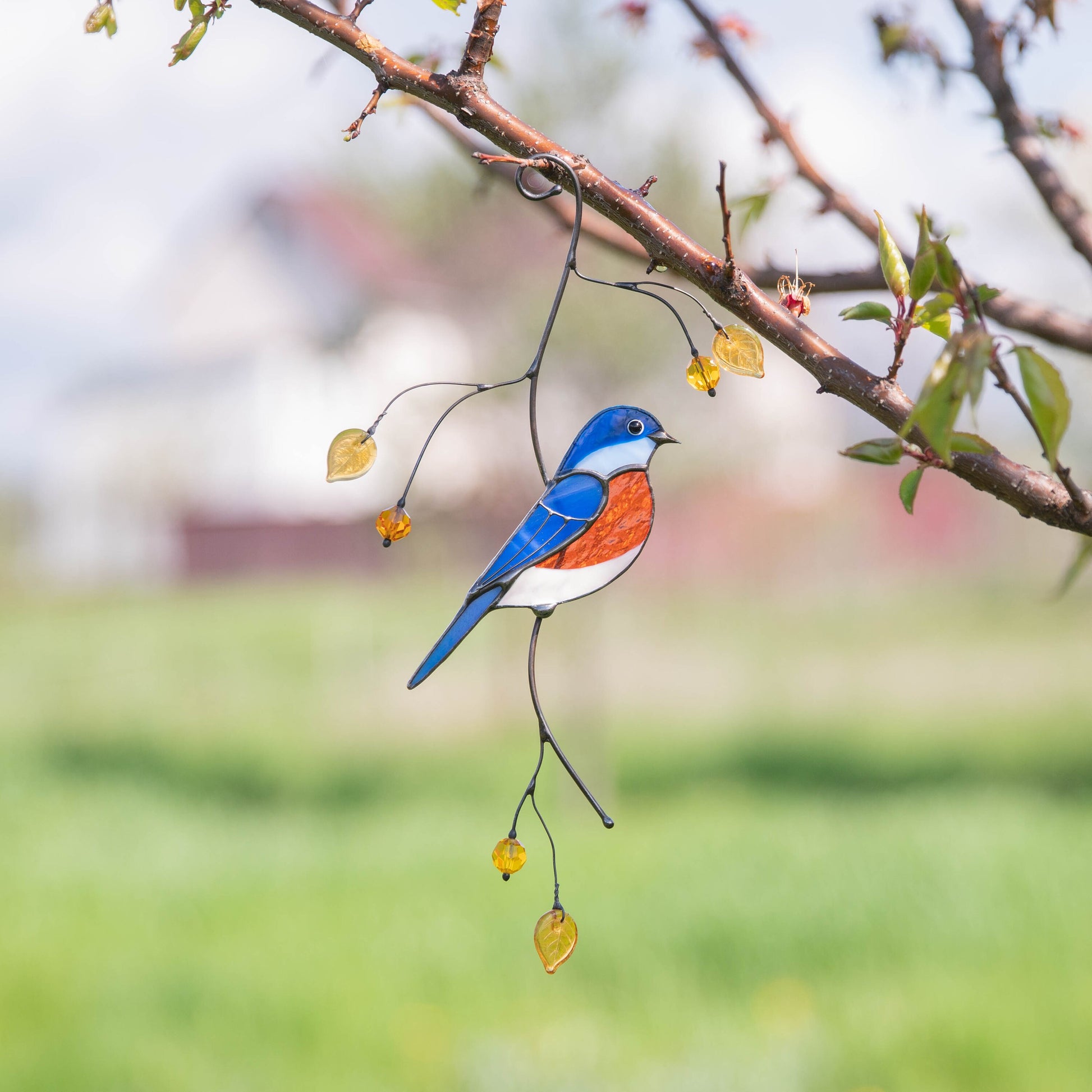 Bluebird stained glass suncatcher Mother in law gifts Bird wall art stained glass window hangings New home gift Garden decoration - Image 16