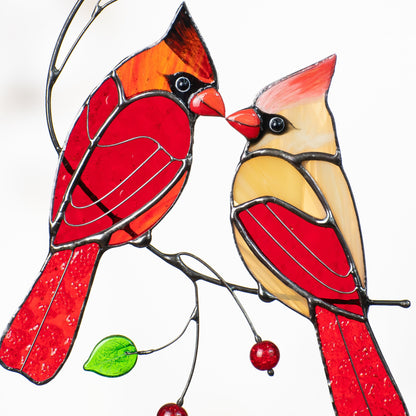 Cardinal stained glass window hangings Unique Gift For Mom Cardinal ornament Memorial suncatcher Unique garden gifts - Image 13