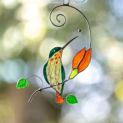 Hummingbird stained glass window hangings Godmother gift Hummingbird gifts stained glass suncatcher Grandma gift - Image 12