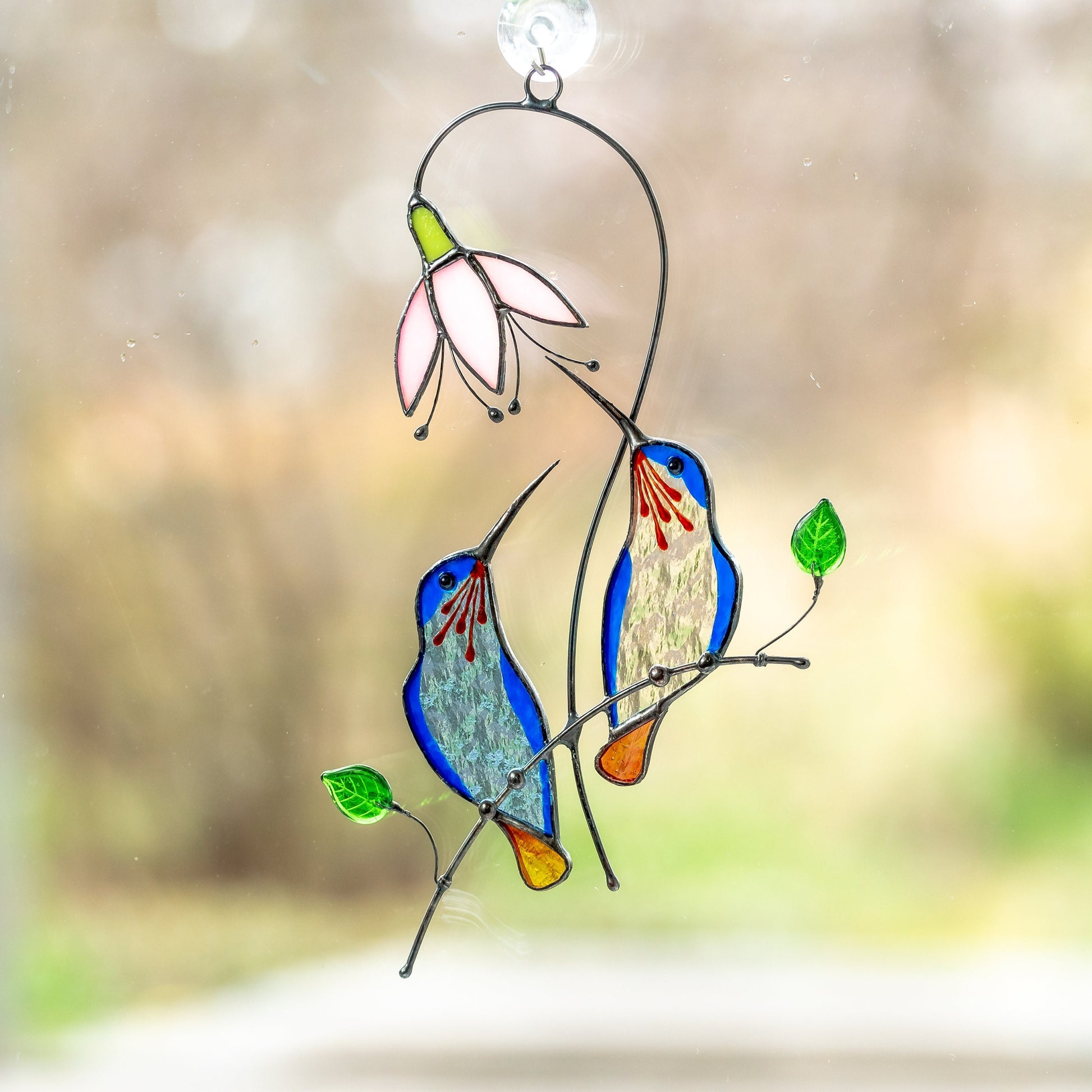 Hummingbird stained glass bird Sister in law gifts Hummingbird gifts stained glass window hangings Cardinal ornament Hummingbird suncatcher - Image 9