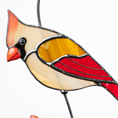 Stained glass cardinal ornament Best gift for mom Cardinal stained glass window hangings Garden art Modern stained glass bird suncatcher - Image 6