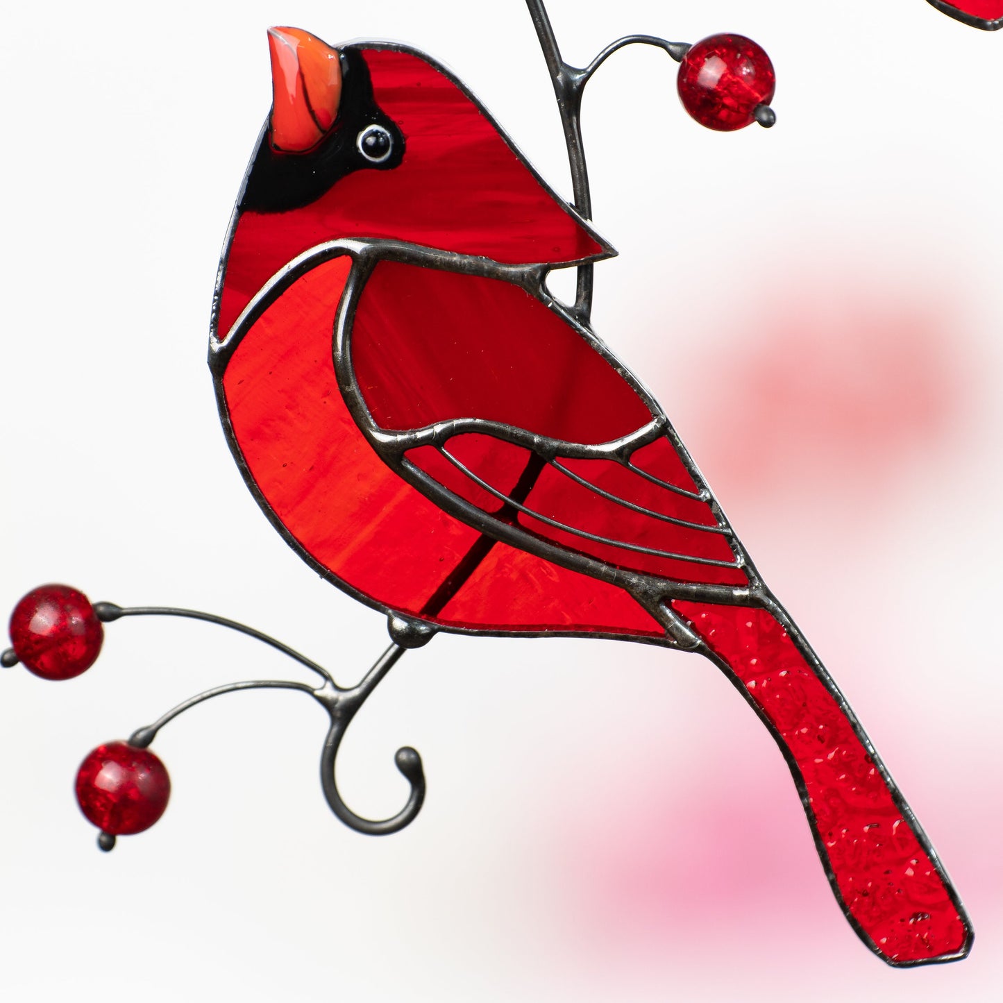 Stained glass cardinal ornament Best gift for mom Cardinal stained glass window hangings Garden art Modern stained glass bird suncatcher - Image 7