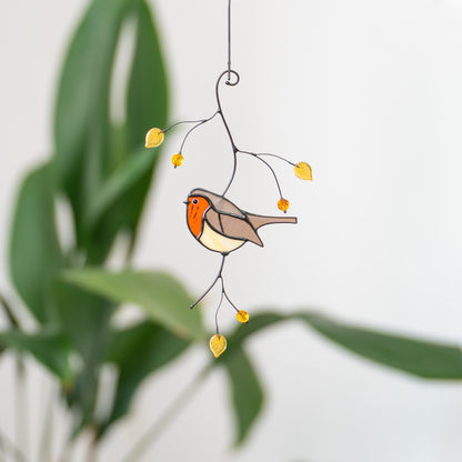 Christmas Robin stained glass bird Gift for bird lovers stained glass window hangings Mother in law gifts stained glass sun catcher - Image 9