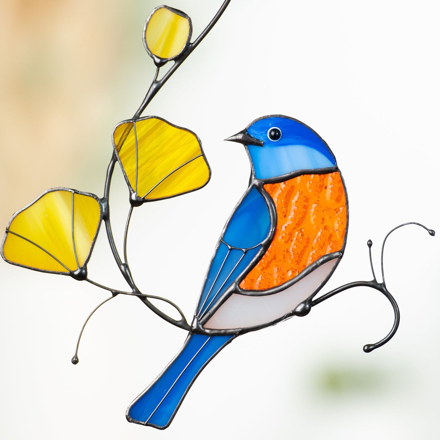 Stained glass bird suncatcher Grandparent gifts Eastern bluebird stained glass window hangings - Image 5