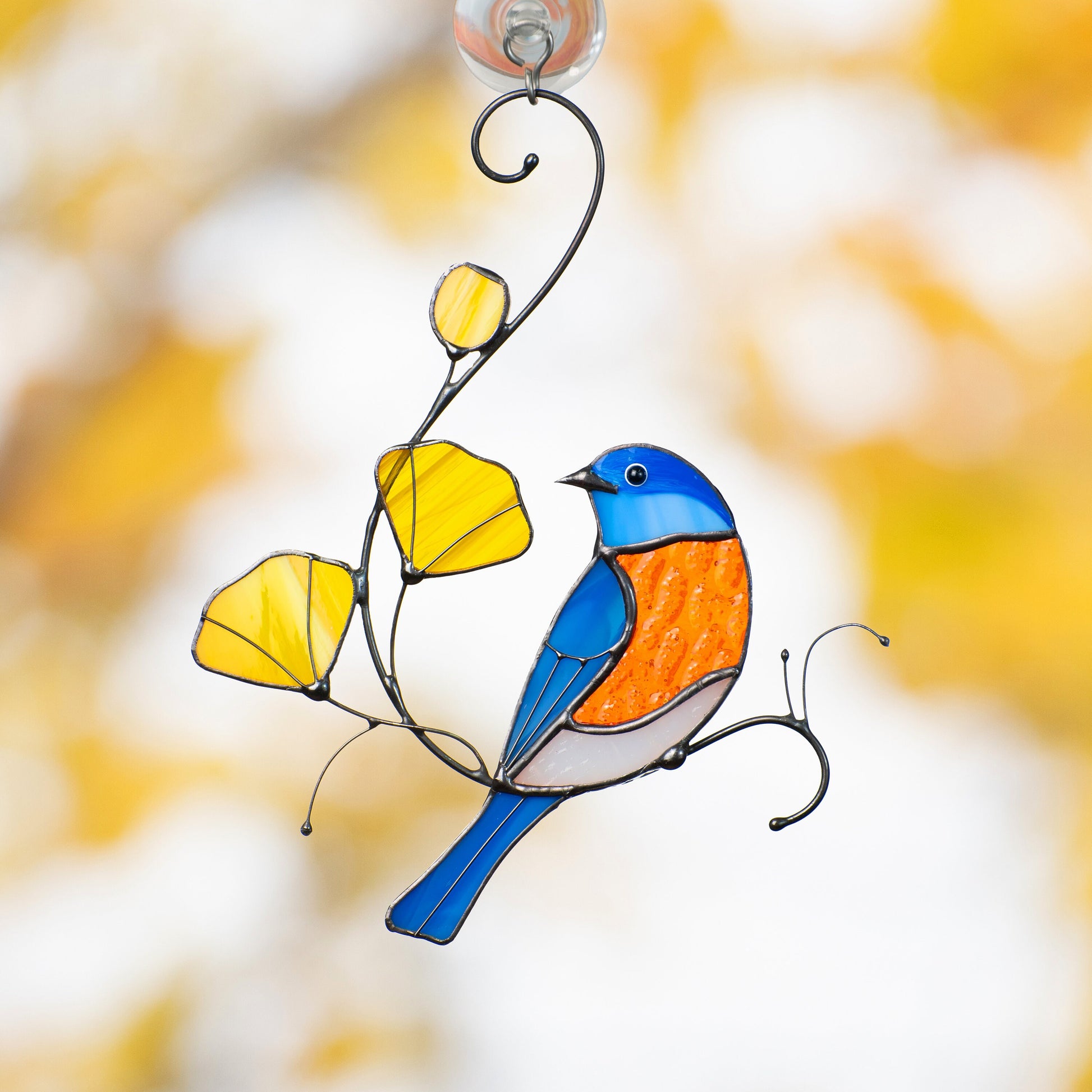 Stained glass bird suncatcher Grandparent gifts Eastern bluebird stained glass window hangings - Image 12