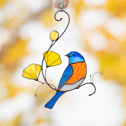 Stained glass bird suncatcher Grandparent gifts Eastern bluebird stained glass window hangings - Image 12