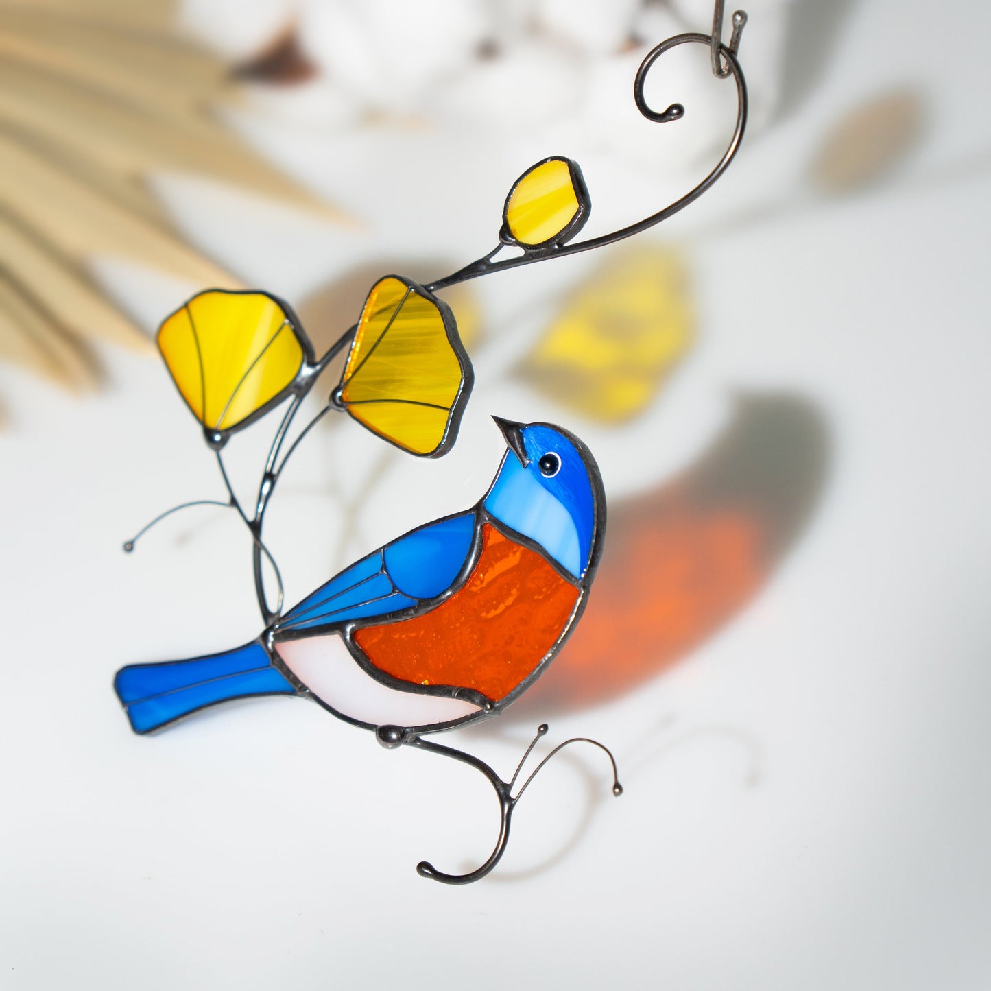 Stained glass bird suncatcher Grandparent gifts Eastern bluebird stained glass window hangings - Image 7