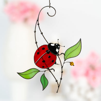 Ladybug gifts stained glass window hangings Mom gift Custom stained glass miraculous ladybug Wall art ladybug - Image 8