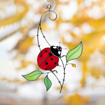 Ladybug gifts stained glass window hangings Mom gift Custom stained glass miraculous ladybug Wall art ladybug - Image 10